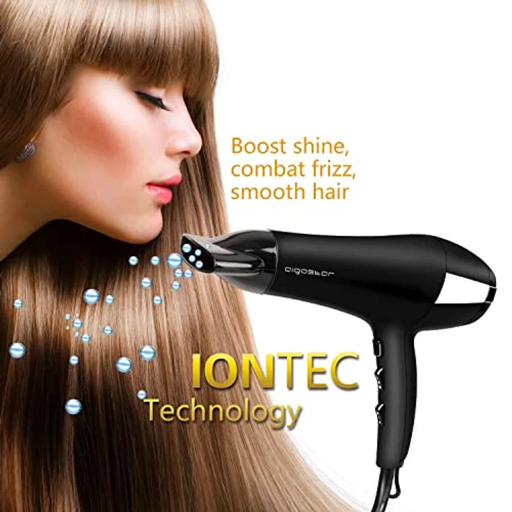 Aigostar Monique-Haartrockner 2400W Ionen Föhn,Haarföhn Profi.Fön Schwarz mit Diffusor und Zubehör. – Bild 4