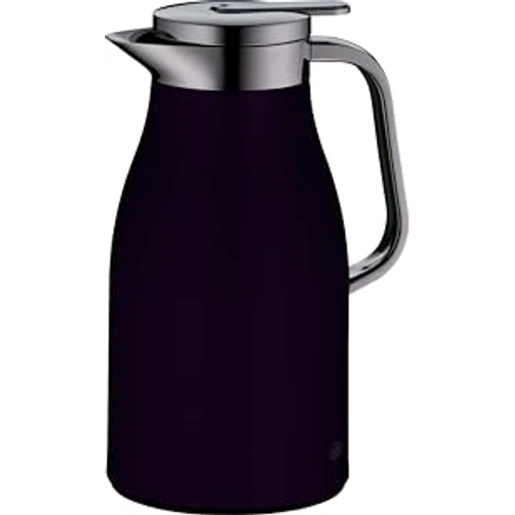 alfi SKYLINE 1,0l, deep lavender, Edelstahl-Isolierkanne mit hygienischem Hartglaseinsatz, Drehverschluss mit bequemer Drucktaste, ergonomischer Griff, BPA-frei – Bild 1
