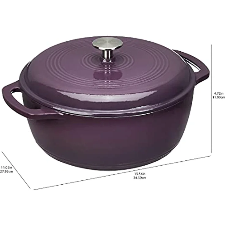 Amazon Basics - Schmortopf aus Rund emailliertem Gusseisen, 5.67 l, Violett – Bild 4