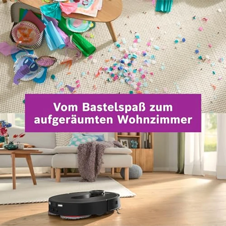 BOSCH Saugroboter Spotless Max BCRDW3B, 11.000 Pa Saugkraft, rotierende Wischpads, 70°C Selbstreinigung, Absaugstation, Carbon Bürste – Bild 23