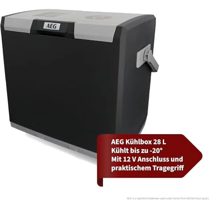 AEG Kühlbox KK 28 Liter, thermoelektrisch mit 12V Kfz-Anschluss und 230V für Auto und Steckdose, schwarz – Bild 4