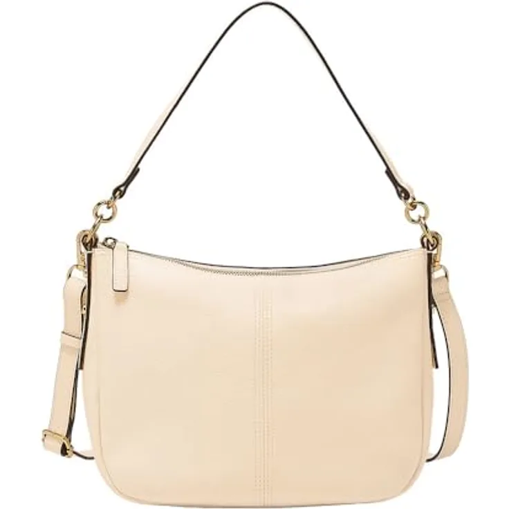 Fossil Jolie Schultertasche, edle Handtasche aus hochwertigem Leder, 27 cm, Beige