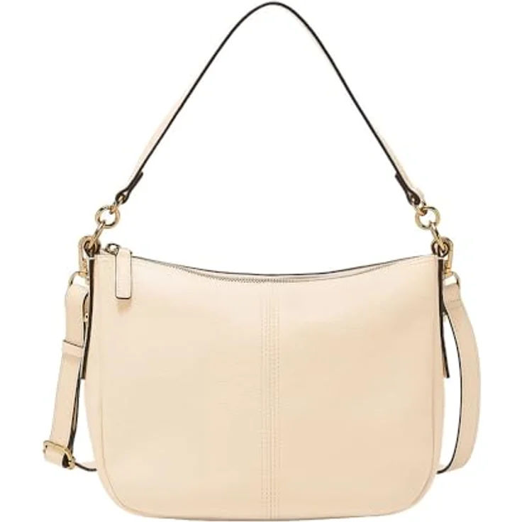 Fossil Jolie Schultertasche, edle Handtasche aus hochwertigem Leder, 27 cm, Beige – Bild 1