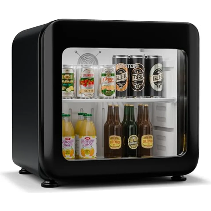 Klarstein Audrey Evo Getränkekühlschrank, 46 Liter, mit Glastür, retro schwarz, energieeffizient Klasse C – Bild 1