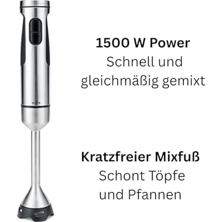 Wilfa Stabmixer FUSION 1500, 1500W Leistung mit Zubehör, silber – Bild 3