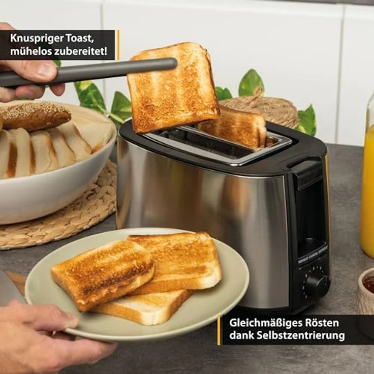 TZS First Austria 2-Scheiben Toaster i Selbstzentrierfunktion i 7 Bräunungsstufen i Auftau- und Aufwärmfunktion i Brötchenwärmer i 650-750W – Bild 4