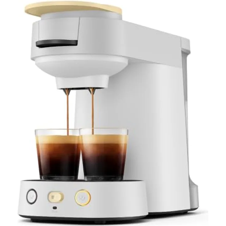 PHILIPS SENSEO® Vibe CSA225/50, Kaffeepadmaschine mit 2-Tassen-Funktion, individueller Kaffeestärke, 0.9L Wassertank, Hellgrau/Hellgelb