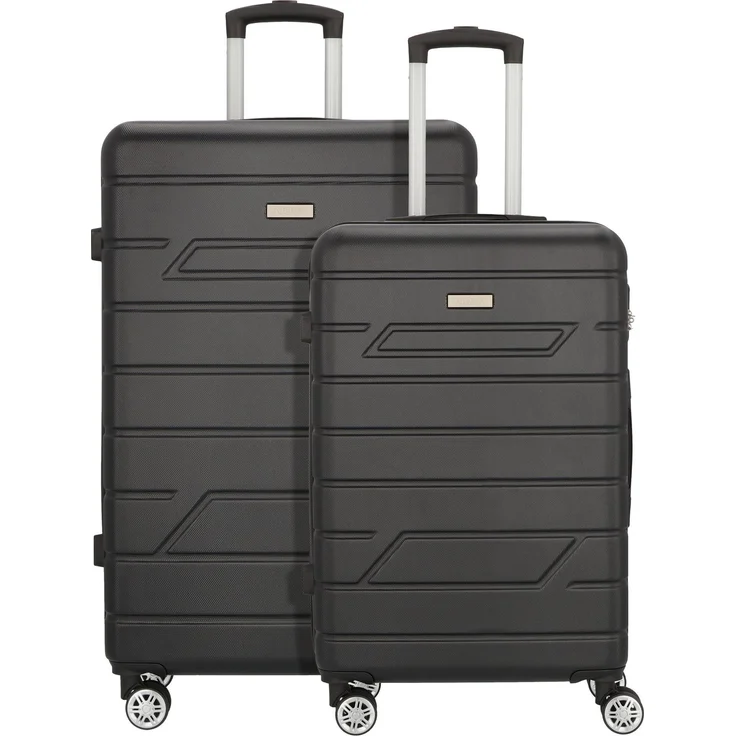 Nowi Bergamo 4 Rollen Kofferset 2-teilig, Schwarz, (96 l, XL) - Robustes ABS-Material, Kreuzpackgurt, Wäschefach, Teleskopgriff – Bild 1