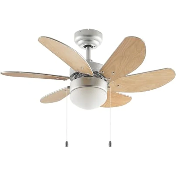 Lindby Deckenventilator Minja, silber mit Licht, leise, 78 cm, Rücklaufbetrieb – Bild 1