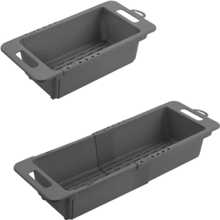 Metaltex Geschirrständer Drain-Flex, ausziehbar 35-52 cm, grau, platzsparend und langlebig – Bild 1