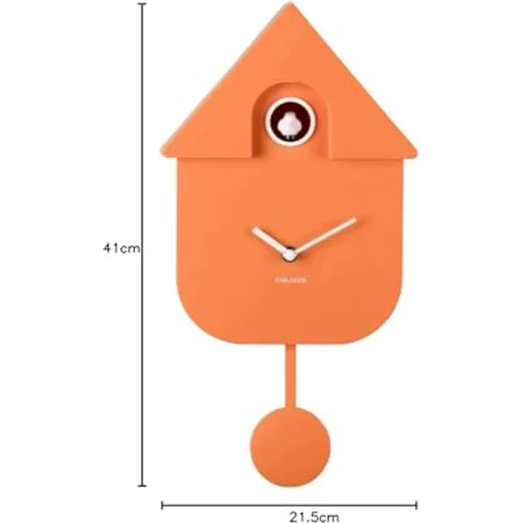 Karlsson Klok Modern Cuckoo, Wanduhr aus Kunststoff in Orange, 22x41x9 cm, modernes Koekoeksklok-Design – Bild 7
