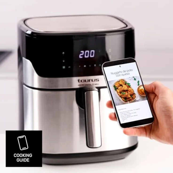 "Taurus Fritteuse Airfryer Heißluftfritteuse Taurus AIR FRY DIG 7SW, digitales Display, schwarz" – Bild 9