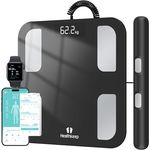 Healthkeep Digitale Körperfettwaage, Bluetooth mit 8 Elektroden, Ganzkörperanalysewaage mit App und Handsensoren, intelligent für 18 analysierte Körperdaten, BMI, Gewicht, Muskelmasse