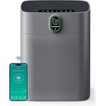 MORENTO Luftreiniger HY4866-WF, CADR 300 m³/h, für bis zu 100 m², WLAN und Alexa kompatibel, PM2.5 Luftqualitätsanzeige, leiser Modus 24 dB, Grau
