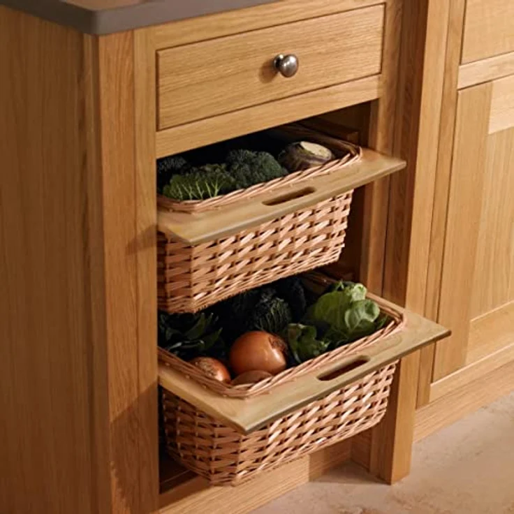 Monster Shop Ausziehbare Weidenkörbe Küche Rattan, 500mm, 100% handgefertigt, mit Befestigungssatz, Braun – Bild 3