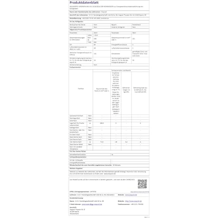 Exquisit Kühl-Gefrierkombination KGC5265-70-NF-WS-040C, 251 l No Frost, Wasserspender, Energieklasse C, leise 39 dB, schmal 54 cm, inoxlook-az – Bild 10