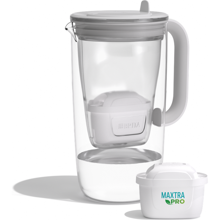 BRITA Tischwasserfilter aus recyceltem Borosilikatglas mit LED-Wechselanzeige und biobasiertem Trichter