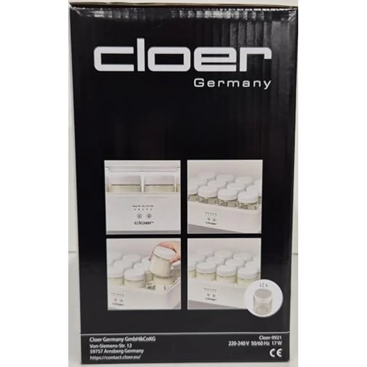 Cloer Joghurtbereiter Cloer 9921, 12 Gläser à 150 ml, Timer mit 4 Einstellungen, weiß – Bild 9