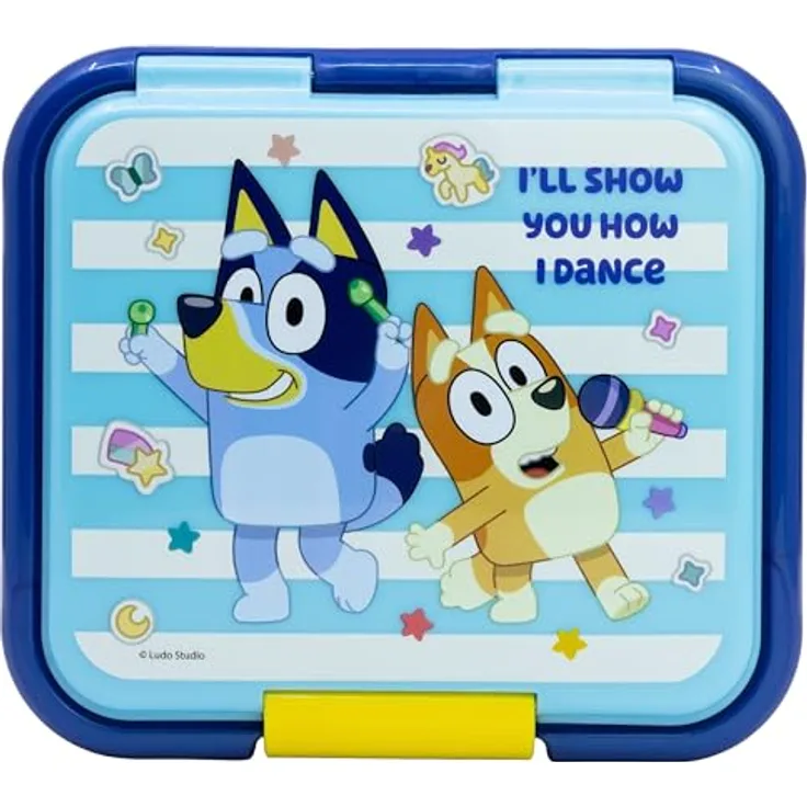 Stor Lunchbox Bluey, Einteilige Kinder Brotdose aus widerstandsfähigem Material mit stabilem Verschluss, blau