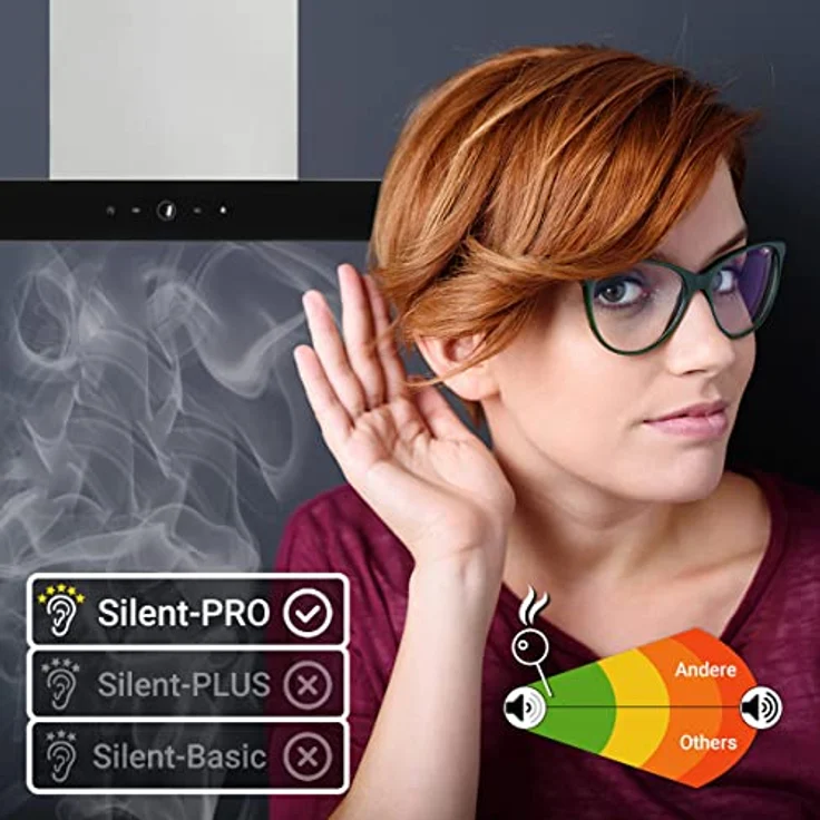 KKT KOLBE DELTA-INSEL-HC Dunstabzugshaube 90cm | Inselhaube aus Edelstahl mit schwarzem Glas, Smart WiFi App, Nachlaufautomatik & SensorTouch Bedienung – Bild 3