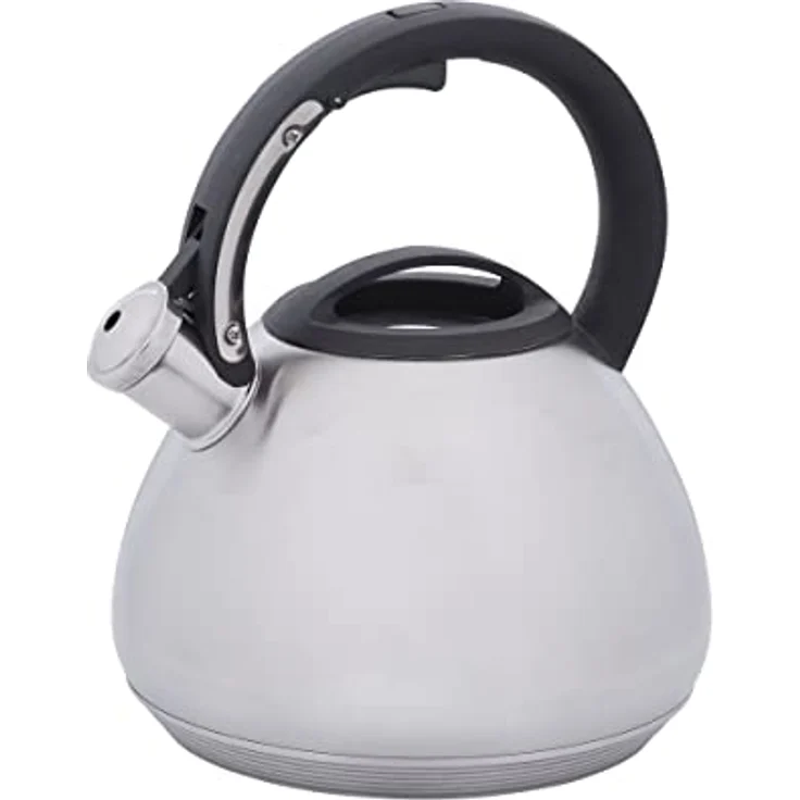 RESTO 90603 Flötenkessel mit Marmor-Oberflächenbeschichtung, 2,7 Liter, mehrschichtiger Kapselboden, für alle Herdarten (Hellgrau) – Bild 3