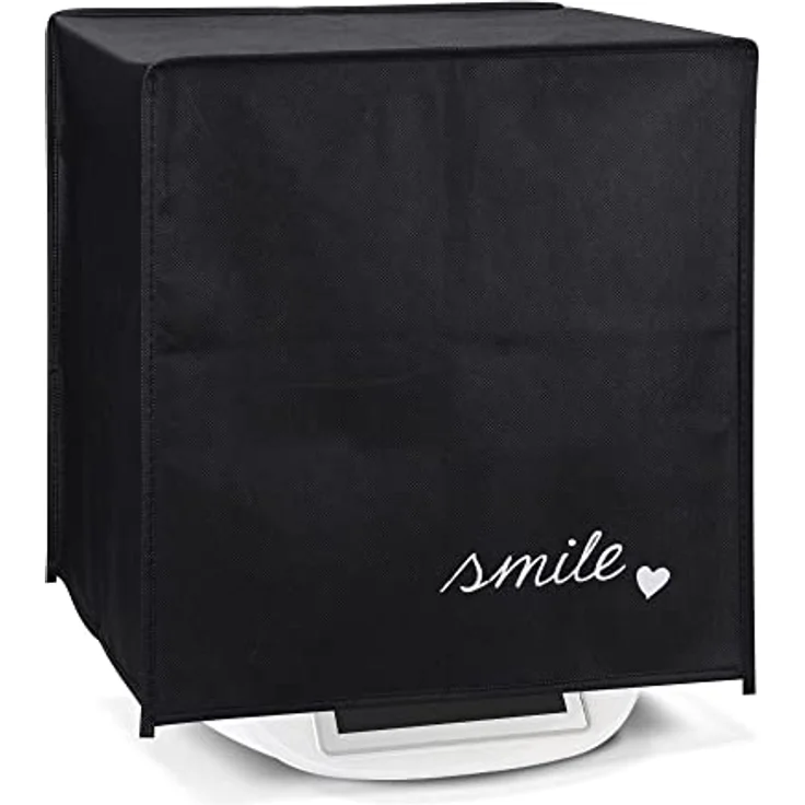 kwmobile Hülle kompatibel mit Thermomix TM5 / TM6, Küchenmaschine Abdeckhaube in Weiß Schwarz mit Smile Herz Design – Bild 1