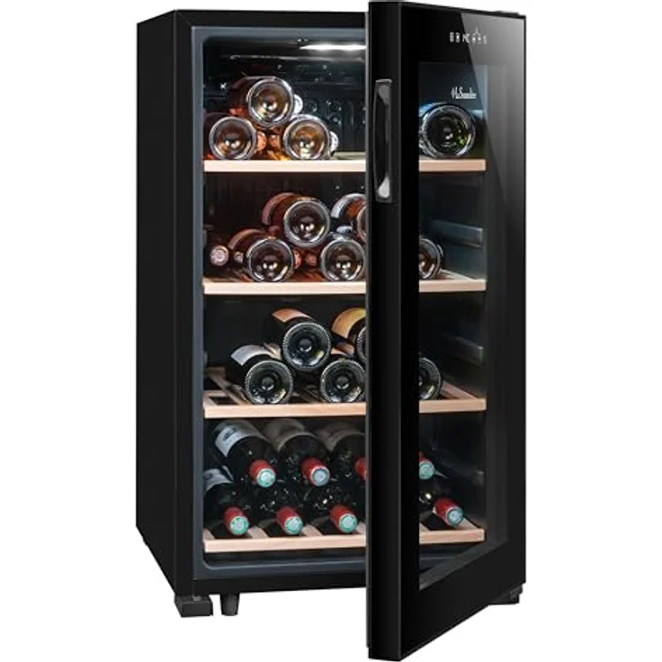 La Sommeliere - Weinkühlschrank LS52BLACK, 52 Flaschen, Temperier-Servier-Weinschrank, Glastür aus UV-undurchlässigem Glas, freistehend – Bild 3