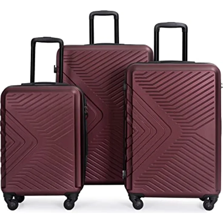 Travelhouse Bali Stabiler Koffer-Set 3tlg. Trolley Koffer Rot mit TSA Kombinationsschloss