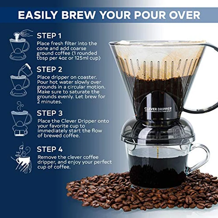 Clever Kaffee-Tropfer, groß, 530 ml, BPA-freier Kunststoff, inklusive 100 Filtern, Barista's Choice – Bild 2