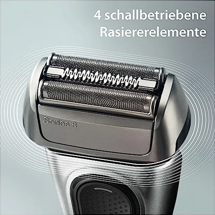 Braun Series 8 Rasierer Herren mit 4+1 Scherkopf, Elektrorasierer, Präzisions-Langhaarschneider, Ladestation, 60 Min Laufzeit, Wet & Dry, Geschenk Mann, Made in Germany 8517s, Silber – Bild 3