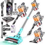 KESSER® Akku-Staubsauger 2in1 | Handstaubsauger ohne Beutel mit HEPA-Filter | Bis 45 Min. Akkulaufzeit | LED-Licht XL Staubbehälter | Hartböden Teppich Tierhaare