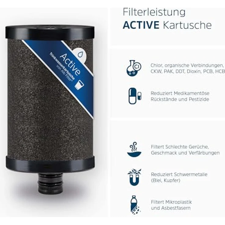 Alb Filter® Active Trinkwasserfilter reduziert Schadstoffe, Schwermetalle Edelstahl Natur – Bild 4