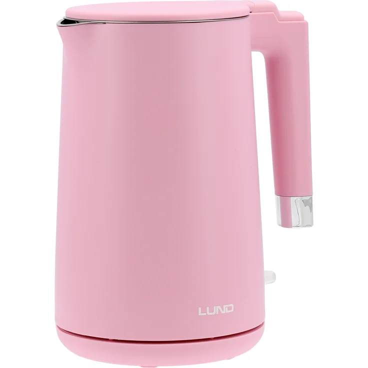 LUND Wasserkocher 1,5 l, 2200W COOL-TOUCH, rosa, Edelstahl und Polypropylen, 360° drehbarer Sockel, Abschaltautomatik, Überhitzungsschutz