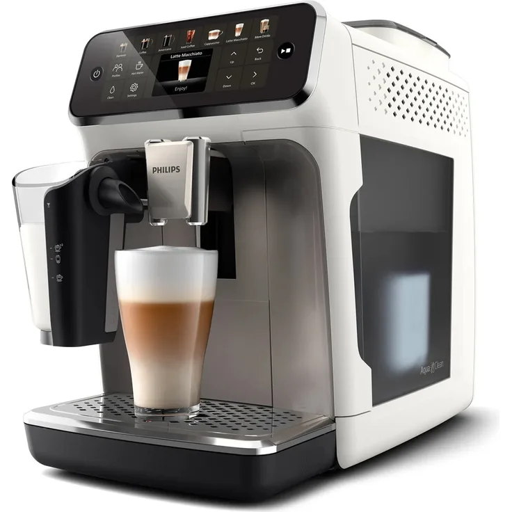 Philips Serie 4400 LatteGo EP 4443/70, automatische Kaffeemaschine in Silber und Weiss