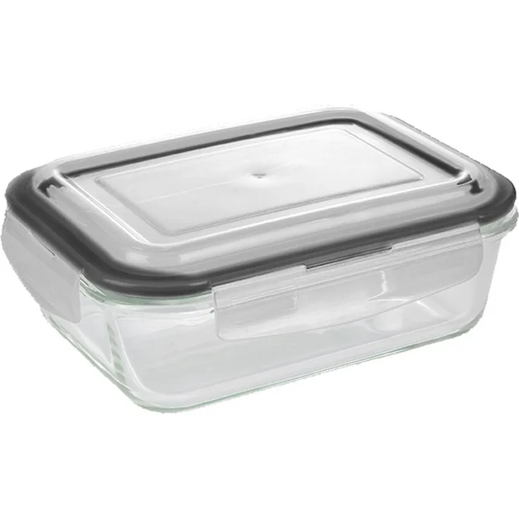 Michelino Aufbewahrungsglas Vorratsglas Glasbehälter mit Silikondeckel Rechteckig 1500 ml, hitze- und kältebeständig, borosilikatglas, transparent