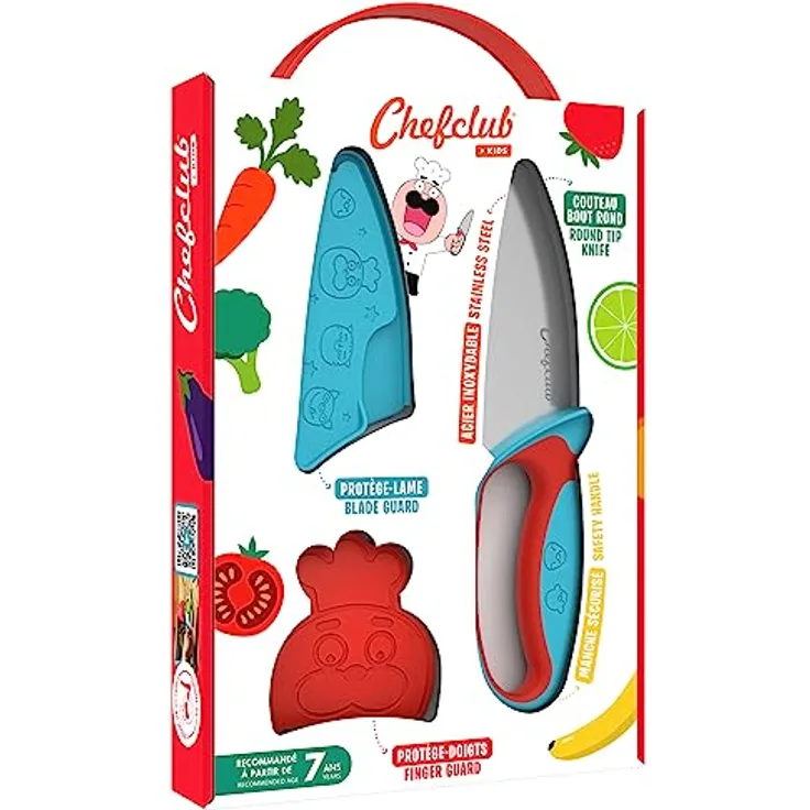 Chefclub Network Messer für Kinder: Mit Fingerschutz, Klingenschutz und ergonomischen Griff., Teal/Turquoise Green