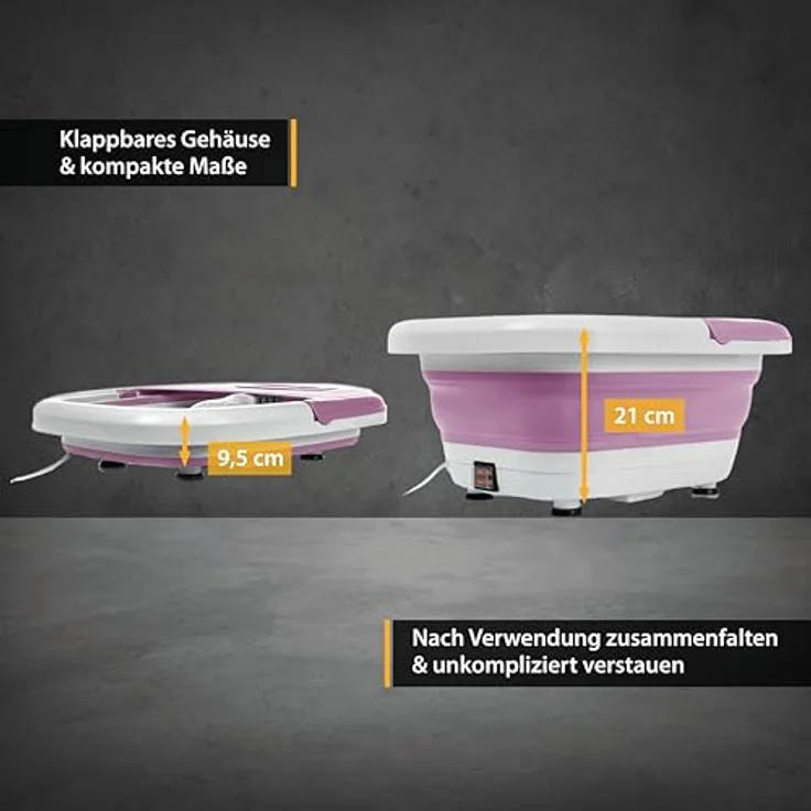 TZS First Austria Klappbares Fußsprudelbad mit Heizung | Pink | Vibration & Sprudelfunktion | Fuß-Massage-Gerät | Fußbadewanne | max. 45°C | Pediküre – Bild 5