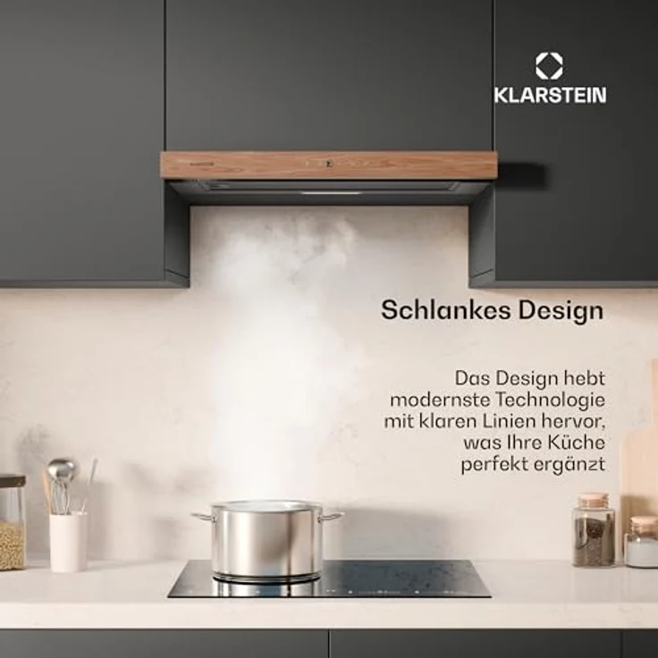 Klarstein ZenFusion Unterbau-Dunstabzugshaube 60 cm, Teleskopabzug, 400 m³/h, Energieeffizienzklasse A, Touch-Bedienung, LED-Beleuchtung, Schwarz – Bild 2