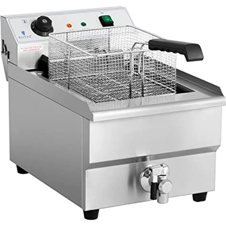 Royal Catering RCEF-16EHB Elektro-Fritteuse 16 Liter - 6000 W - Ablasshahn - Kaltzone - Edelstahl – Bild 2