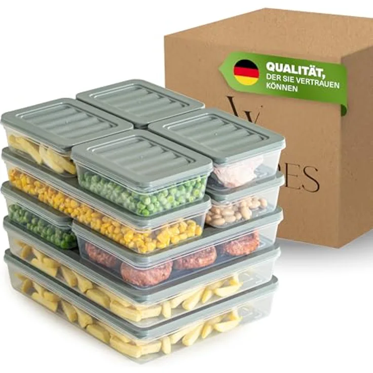 Viwares Vorratsdose Frischhaltedosen 10er Set, frostfest bis -25°C, wiederverwendbar, Grau