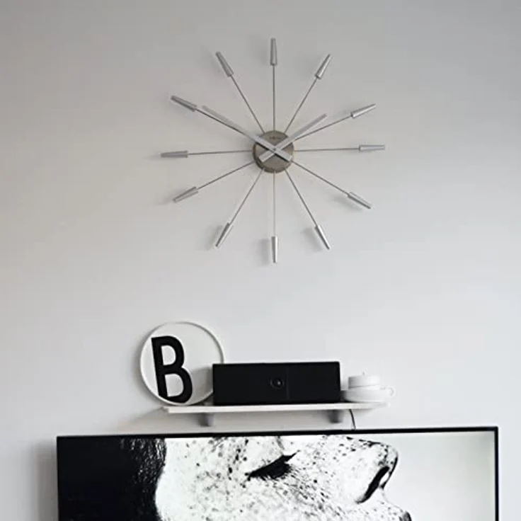 Nextime 2610zi Wanduhren, Metall und Kunststoff, Silberfarben, Ø 58 cm – Bild 3