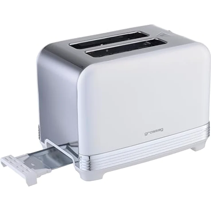 grossag Edelstahl-Toaster TA 28.00, Weiß, 2-Scheiben, Metallic-Design mit stufenlos einstellbarem Bräunungsgrad – Bild 2