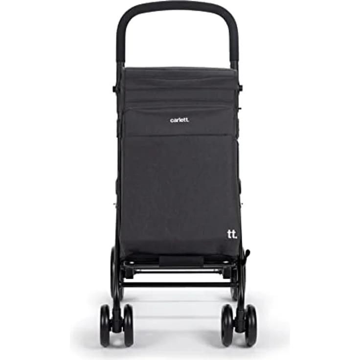 Carlett - Einkaufstrolley, Faltbarer Supermarkt-Trolley, mit 4 regenfesten Rädern und Einer großen Kapazität von 32kg, Haupttasche 64L, Thermotasche 12L und Hecktasche - Farbe: Schwarz – Bild 2