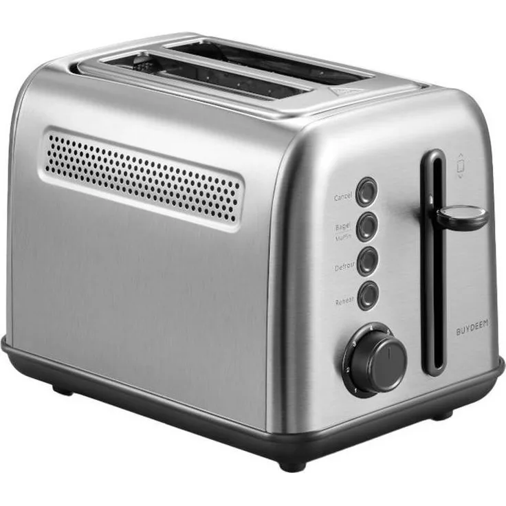 Buydeem DT620-SS, Toaster aus Edelstahl, 900 Watt mit Aufwärm- und Auftaufunktion, Silber