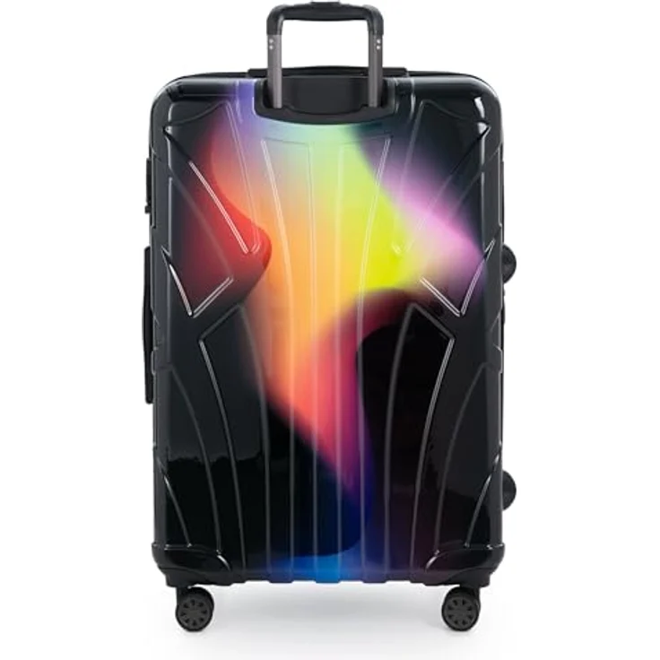suitline Großer Koffer S28-8801G-N-RY, TSA, 96-110 Liter, Neon Rot Gelb, 76 x 53 x 31 cm, leichtgängig mit 4 Doppelrollen – Bild 3
