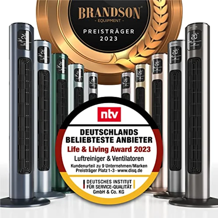 Brandson - ECO Turmventilator Silent mit DC-Motor - Testsieger 2023-12 Geschwindigkeiten - Ventilator Standventilator - Timer - inkl. Fernbedienung – sehr leise - energiesparend – Bild 2