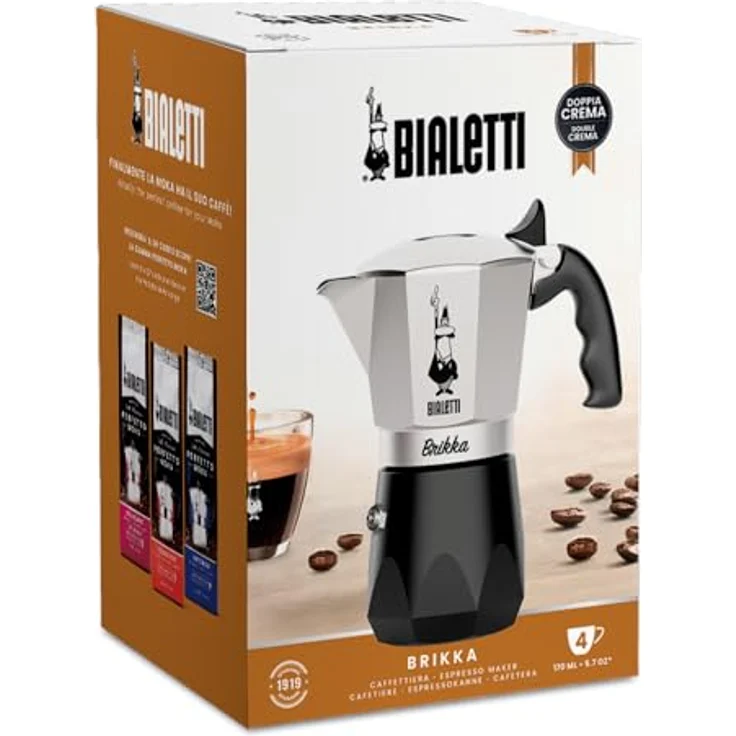 Bialetti BrikkaR, Espressokocher für 4 Tassen, Silber, mit patentiertem Druckventil für Doppelcrème – Bild 5
