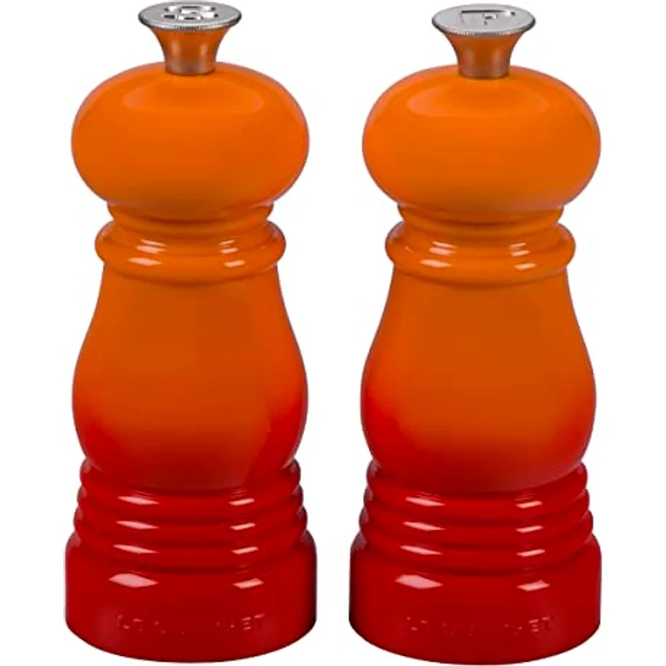 Le Creuset Kleines Mühlenset, Salz- und Pfeffermühle, ABS-Kunststoff, Je 5 x 5 x 12,1 cm, Keramik-Mahlwerk, Ofenrot – Bild 2