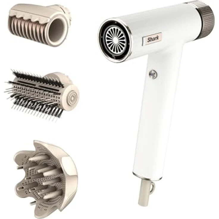 Shark SpeedStyle Haartrockner & RapidGloss Finisher mit Aufbewahrungstasche, 5 Styler, Für Alle Haartypen, Schnelltrocknend, Glättet Fliegende Haare, Keine Hitzeschäden, Ionisch, Seide, HD352EU – Bild 1