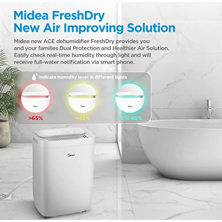 Midea Luftentfeuchter 10 l/24 h, Luftentfeuchter zu Hause Schimmel, WIFI-Steuerung, HEPA-Filter, FRESH DRY 10 - Preisvergleich – Bild 3